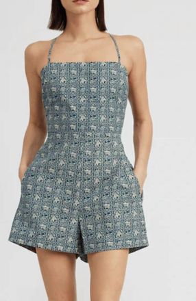 En Saison Lola Tie Back Romper In Blue Natural