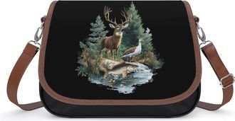 Generic Bass Fish Deer Duck Small Womens Crossbody Bags Shoulder Handbag with Adjustable Strap for Travel