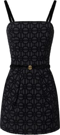 Elisabetta Franchi Crepe Flock Mini Jurk - Dames - Korte kleedjes - Zwart - M - Polyester - Kleedjes