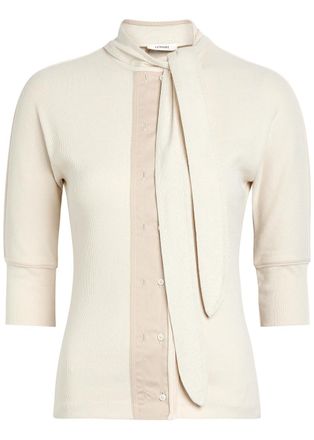 Christophe Lemaire Ascot Ribbed Cotton-blend T-shirt - Cream - S (UK8-10 / S)