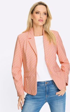 Heine Jackenblazer HEINE Druckblazer, Damen, Gr. 34, apricot, ros&eacute;, bedruckt, 88% Polyamid, 12% Elasthan, Blazer Jackenblazer