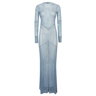 Santa Brands Gowns, female, Blue, Size: ONE SIZE Maxi Flared Dress With Open Back