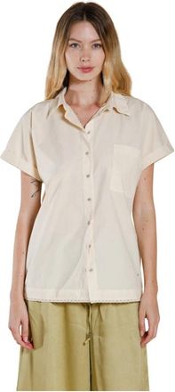 Mason's Livia Shirt met Korte Mouwen van Poplin - Dames - Overhemden - Beige - S - Katoen - Overhemden