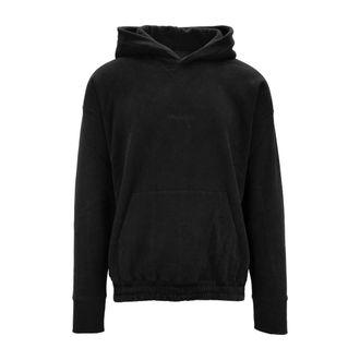 Saint Laurent Hoodies, male, Black, Size: S Hooded Sweatshirt with Embroidered Logo