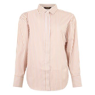 Moorer Elegant en Veelzijdige Gestreept Shirt - Dames - Overhemden - Beige - S - Katoen - Overhemden