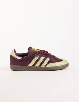 adidas Originals Samba OG sneakers con strass in bordeaux e crema-Rosso