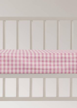 Mango Lenzuolo inferiore culla cotone quadri Vichy rosa - Home - 60x120x15cm - MANGO HOME