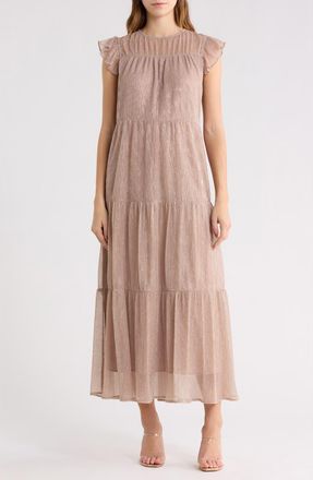 Wishlist Tiered Pleated Maxi Dress in Mink at Nordstrom Rack, Size Large