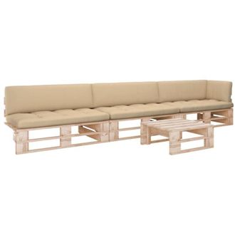 vidaXL Set Divani in Pallet con Cuscini 4 pz in Pino Impregnato vidaXL