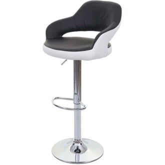 Hhg Sgabello girevole regolabile con poggiapiedi HHG 737 metallo cromato ecopelle nero e bianco