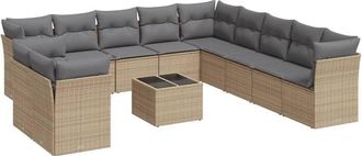 vidaXL Set De Sof&aacute;s De Jard&iacute;n 12 Pzas Y Cojines Rat&aacute;n Sint&eacute;tico Marr&oacute;n Vidaxl