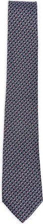 Ferragamo Blue Gancini Logo Printed Tie