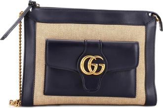 Gucci Dahlia Chain Leather with Canvas Small shoulder bag - Blauw