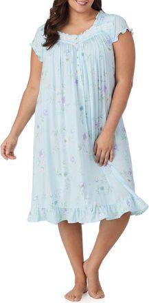 Eileen West Waltz Modal Nightgown in Aqua/Prt at Nordstrom, Size 2X