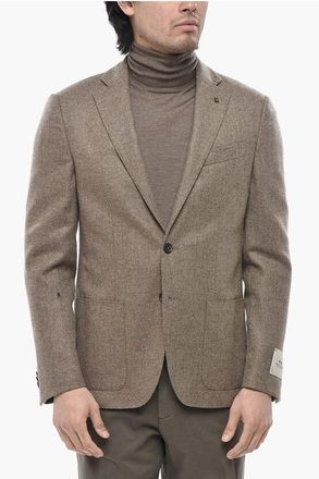 Corneliani CC COLLECTION Two-Button Virgin Wool And Cashmere Jacket Wit size 46