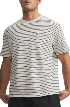 Under Armour Icon Stripe Relaxed Fit Cotton Blend Terry T-Shirt in Summit White at Nordstrom, Size Xx-Large