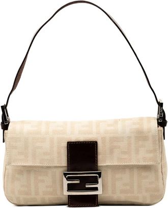Fendi Borsa a spalla Baguette in tela con motivo Zucca 2000-2010 - Marrone