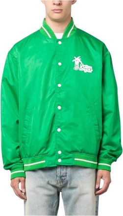 Palm Angels Green Graphic Print Bomber Jacket