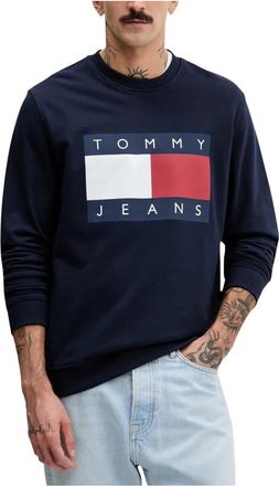 Tommy Jeans Hoodies & sweatvesten, Heren, Blauw, S, Katoen, Crewneck Sweatshirt