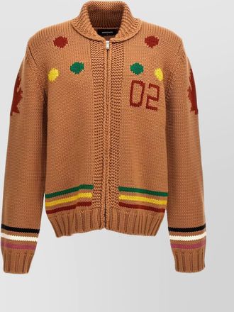 Dsquared2 graphic maple leaf knit cardigan