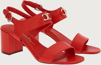 Ferragamo Buckled Block Heel Sandal - Red