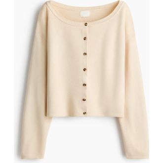 H&M Off-the-shoulder Cardigan in Light Beige at Nordstrom, Size X-Small