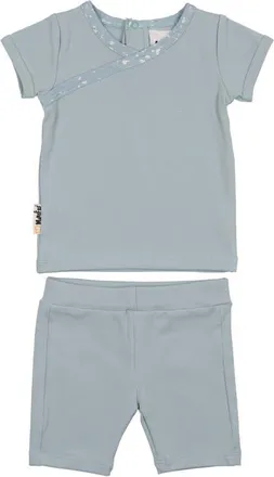 Maniere Cotton Blend T-Shirt & Shorts Set in Powder Blue at Nordstrom, Size 4T