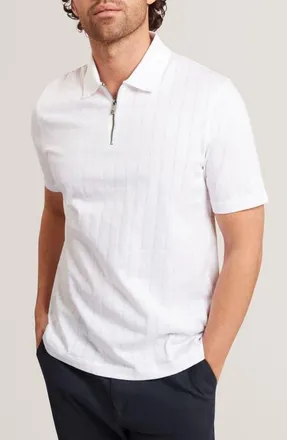 Ted Baker Victor Quarter Zip Polo in White at Nordstrom, Size 3