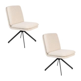 Zuiver Lote de 2 sillas giratorias de tela rizada