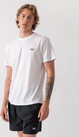 Emporio Armani Mens Emporio Armani Mens Beach T-Shirt with Eagle Logo - White - Size: 38