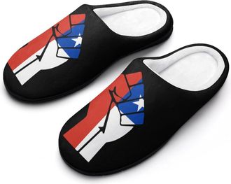 Generic Chile Flag Resist Slippers Men Winter Warm Cotton Anti-Slip Indoor Slip-Ons House Shoes