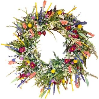 OEM Corona De Flores Silvestres - Corona De Flores Secas - Corona Para Puerta - Decoraci&oacute;n Para Interiores Y Exteriores - 35 Cm -crezuo