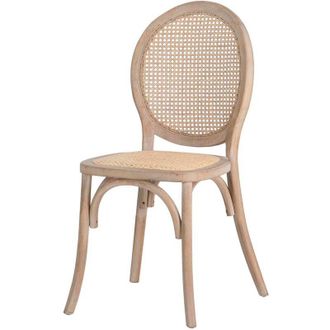 Adda Home Silla Ratan Madera Abedul Gris 44x48x92 Cm