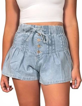 So Me Flare Denim Shorts In Blue