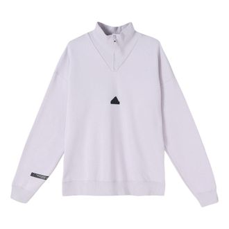 adidas Mens adidas New 1/2-zip Solid Color Small Logo Half Zipper Pullover Stand Collar Long Sleeves Gray HN1942