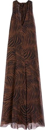 Max Mara Silk Chiffon Maxi Jurk - Dames - Maxi kleedjes - Bruin - S - Chiffon - Kleedjes
