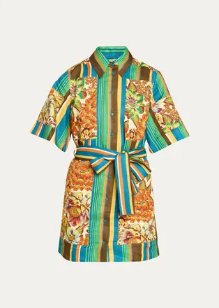 Alemais Charlie Belted Linen Mini Dress