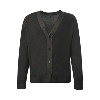 Emporio Armani Cardigan a V in maglia fine - - Knitwear - Uomo - Marrone - L