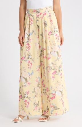 Ted Baker Pleated Front Wide Leg Pants in Lemon Cream at Nordstrom Rack, Size 14