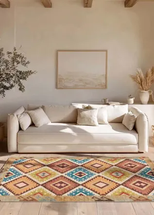 Atticgo Alfombra lavable &eacute;tnica multicolor 120x170 cm