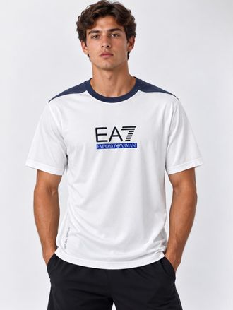 Emporio Armani EA7 White/Blue Logo T Shirt