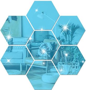 OEM Pegatinas De Pared Diy, Juego De 12 Pegatinas Acr&iacute;licas Para Espejo, Pegatinas Hexagonales Para Decoraci&oacute;n De Sala De Estar Y Dormitorio (azul)