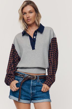 Pilcro 100% Cotton Mixed Knit Pullover