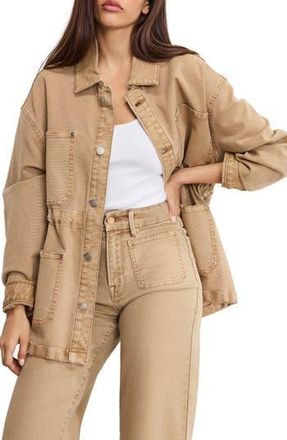 Good American Oversize Canvas Shirt Jacket in Good Khaki001 at Nordstrom Rack, Size X-Large