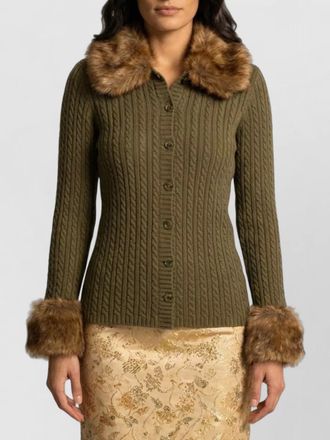 Saint Laurent cashmere metallic cable-knit cardigan