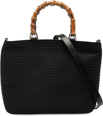 Gucci Borsa a tracolla in nylon e bamb&ugrave; 1990-2000 - Nero