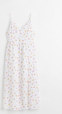 H&M Cr&ecirc;pe-Kleid - Weiss/Klein Gebl&uuml;mt