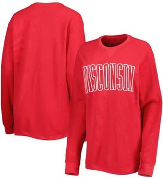Pressbox Womens Pressbox Red Wisconsin Badgers Surf Plus Size Southlawn Waffle-Knit Thermal Tri-Blend Long Sleeve T-Shirt at Nordstrom, Size Medium