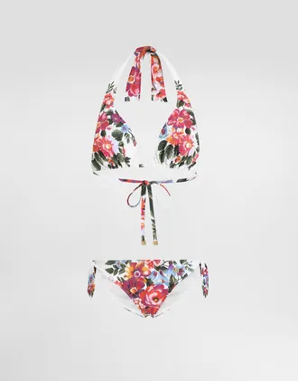 Dolce & Gabbana Flower Bouquet-print Padded Triangle Bikini - Woman Swimwear Multicolor 1