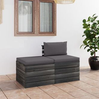 vidaXL 2 Pcs Conjunto De Paletas Con Cojines De Pino Masivos
